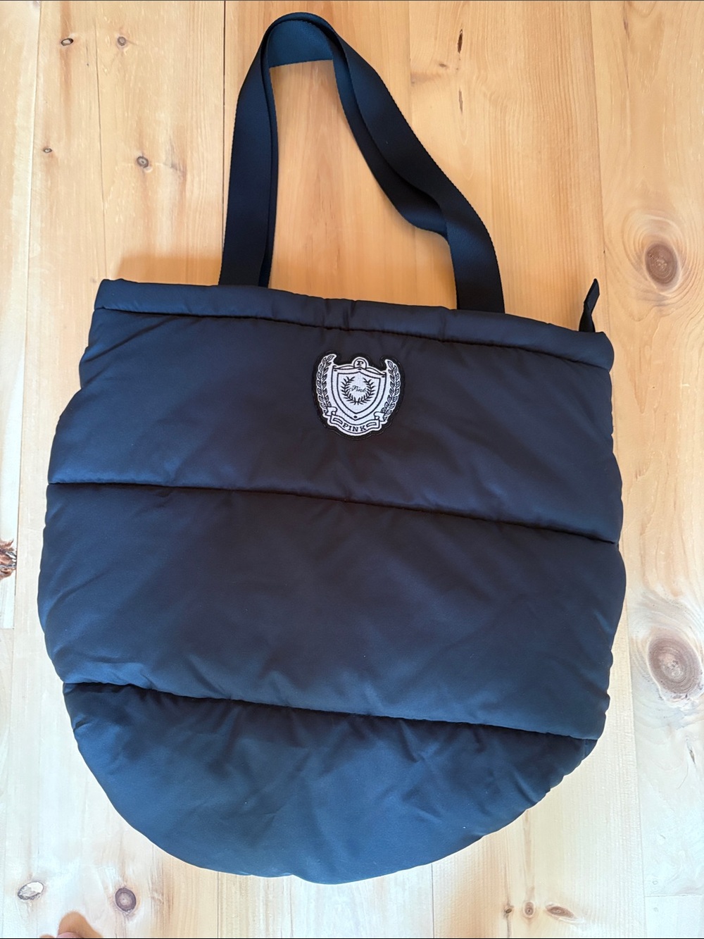 PINK Victoria's Secret Black Quilted Crest Tote